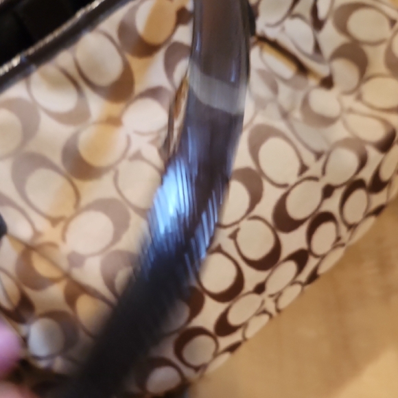 Coach Brown Signature Stripe Drawstring Carryall with Dark Brown Trim - Picture 4 of 10